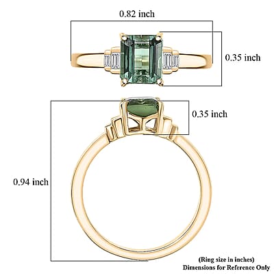 Luxoro AAA Mint Tourmaline and Diamond I2 1.75 ctw Ring in 10K Yellow Gold (Size 5.0)