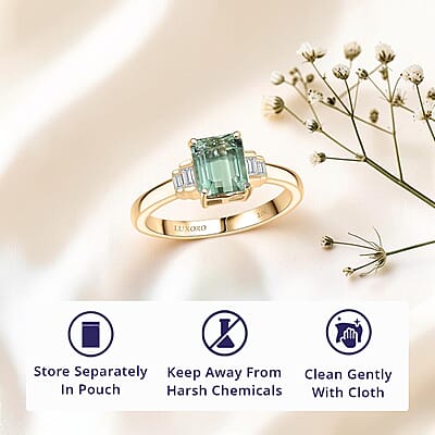 Luxoro AAA Mint Tourmaline and Diamond I2 1.75 ctw Ring in 10K Yellow Gold (Size 6.0)