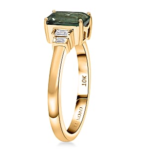 Luxoro AAA Arquiana Mint Tourmaline and Diamond I2 1.75 ctw Mint Deco Ring in 10K Yellow Gold (Size 9.0)