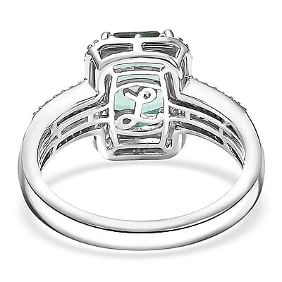 Luxoro AAA Mint Tourmaline, Diamond Ring in 10K White Gold 2.20 ctw (Size 12.0)