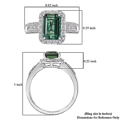Luxoro AAA Mint Tourmaline, Diamond Ring in 10K White Gold 2.20 ctw (Size 6.0)