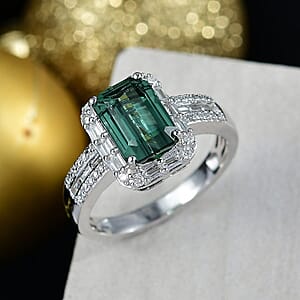 Luxoro AAA Mint Tourmaline, Diamond Ring in 10K White Gold 2.20 ctw (Size 8.5)