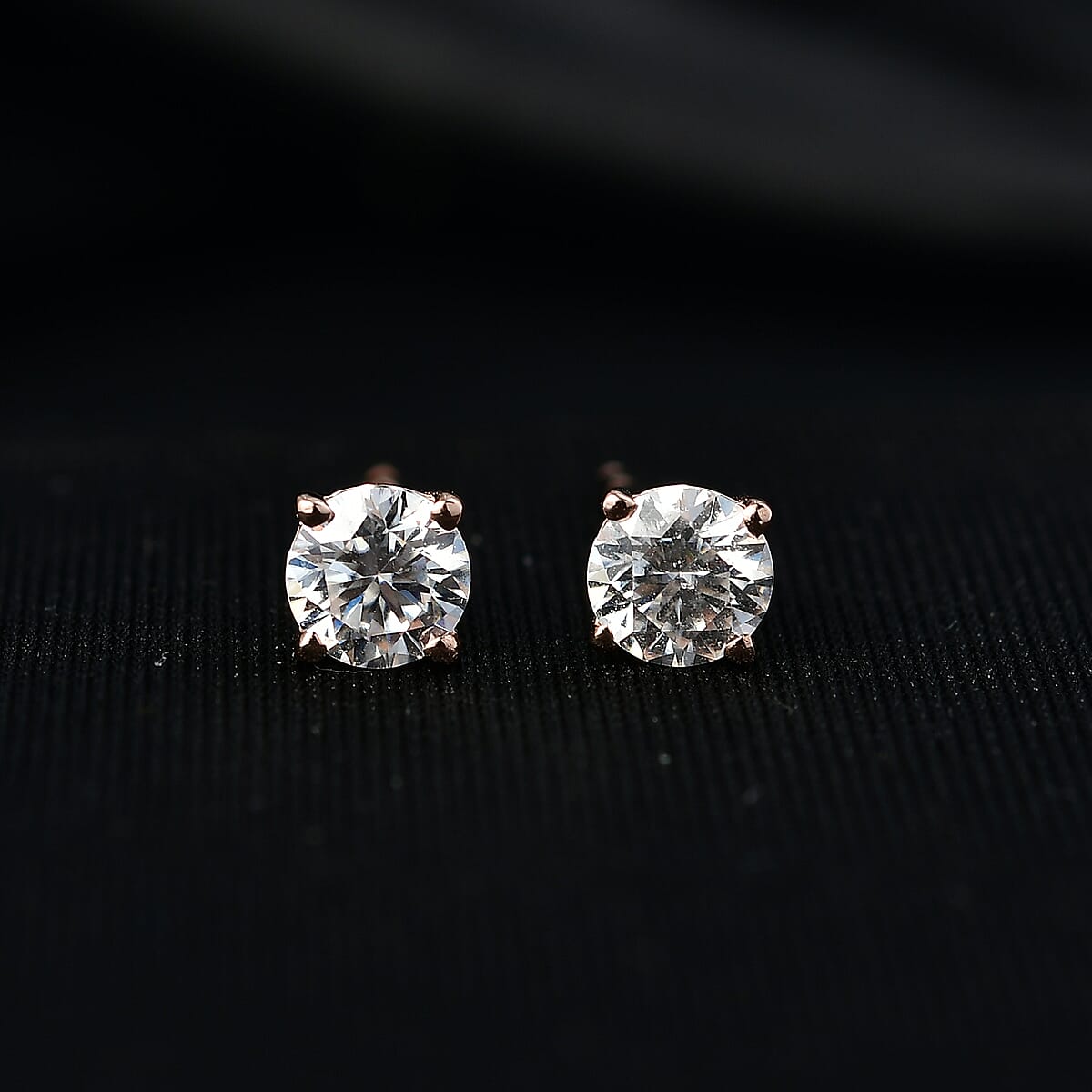 D'Joy Moissanite (Rnd 5mm) Earrings in 14K Vermeil RG Over Sterling Silver 0.90 ctw image number 1