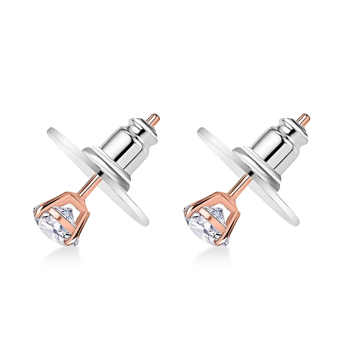 D'Joy Moissanite (Rnd 5mm) Earrings in 14K Vermeil RG Over Sterling Silver 0.90 ctw image number 3