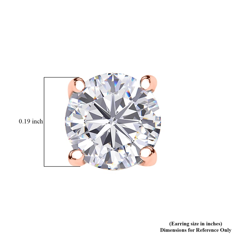 D'Joy Moissanite (Rnd 5mm) Earrings in 14K Vermeil RG Over Sterling Silver 0.90 ctw