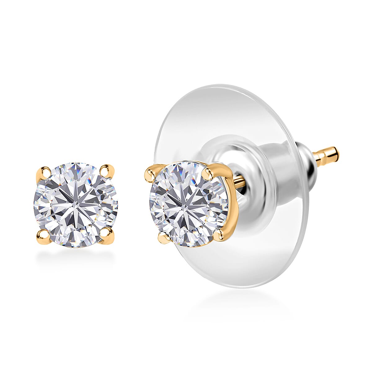 D'Joy Moissanite 0.90 ctw Earrings in 18K Vermeil Yellow Gold Over Sterling Silver image number 0
