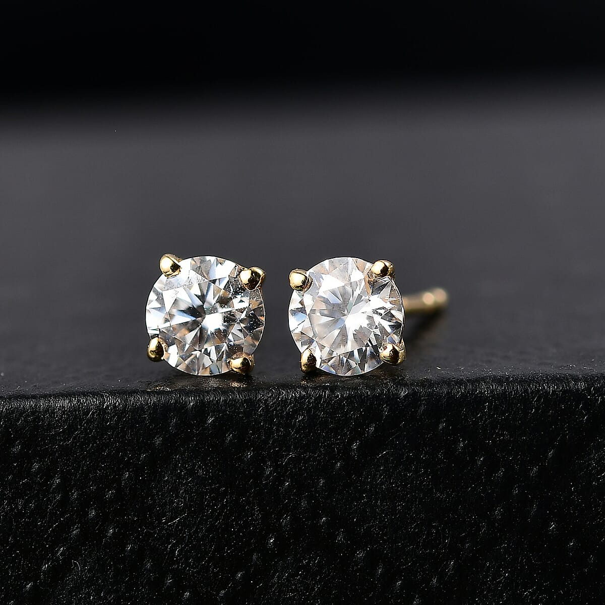 D'Joy Moissanite 0.90 ctw Earrings in 18K Vermeil Yellow Gold Over Sterling Silver image number 1