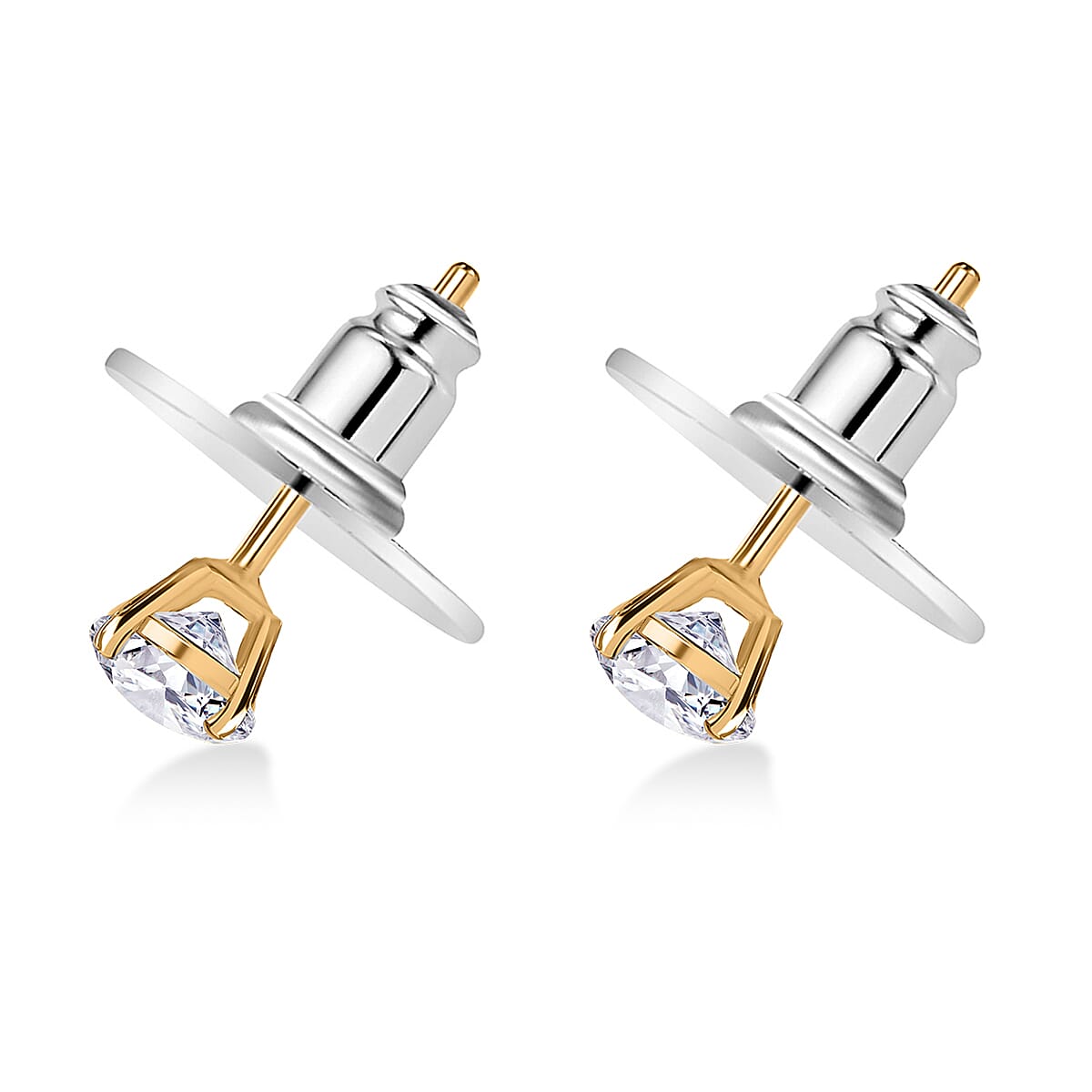 D'Joy Moissanite 0.90 ctw Earrings in 18K Vermeil Yellow Gold Over Sterling Silver image number 3