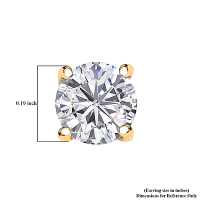 D'Joy Moissanite Stud Earrings in 18K Vermeil YG Over Sterling Silver 0.90 ctw