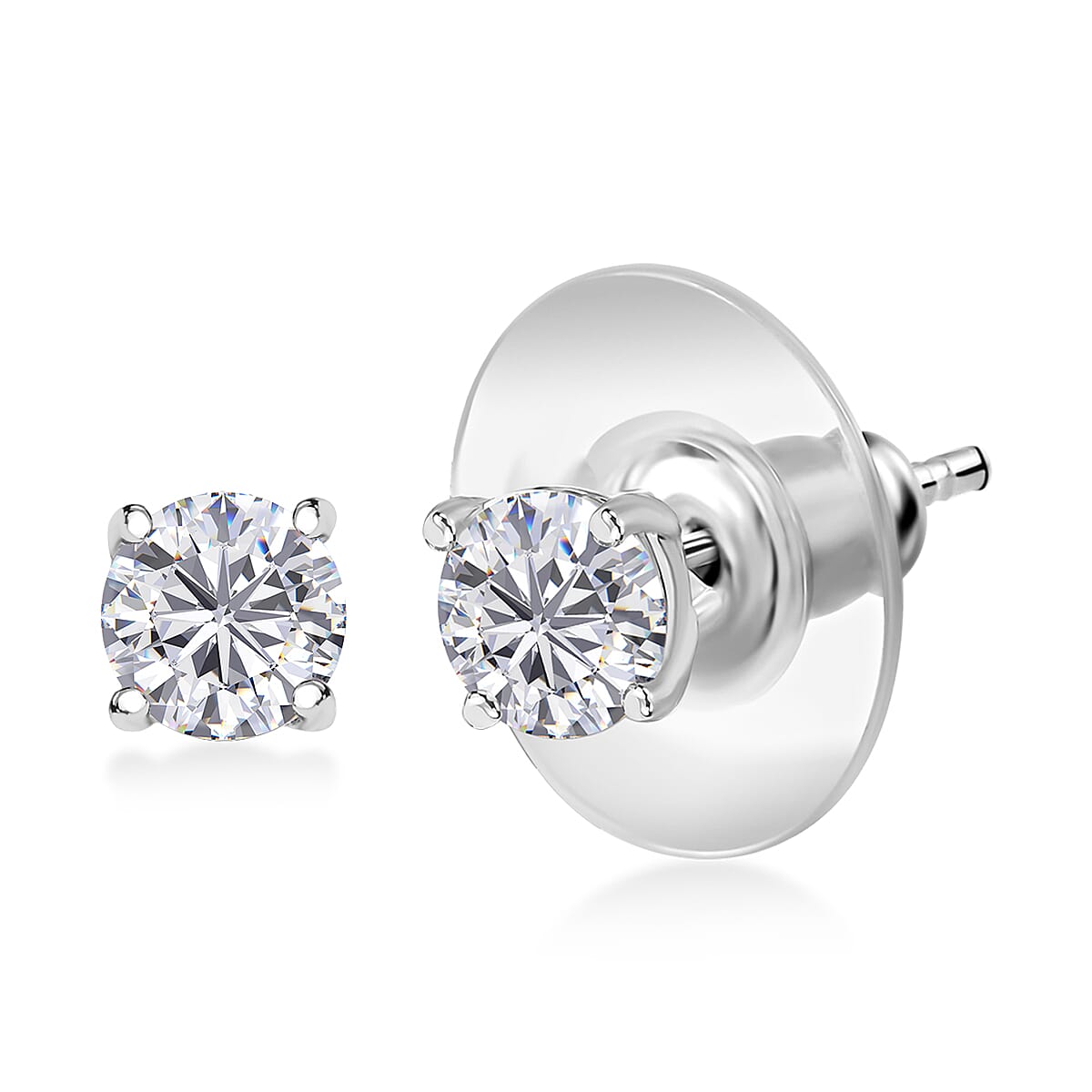 D'Joy Moissanite 1.00 ctw Stud Earrings in Platinum Over Sterling Silver image number 0