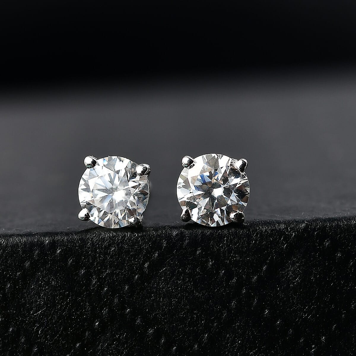 D'Joy Moissanite 1.00 ctw Stud Earrings in Platinum Over Sterling Silver image number 1