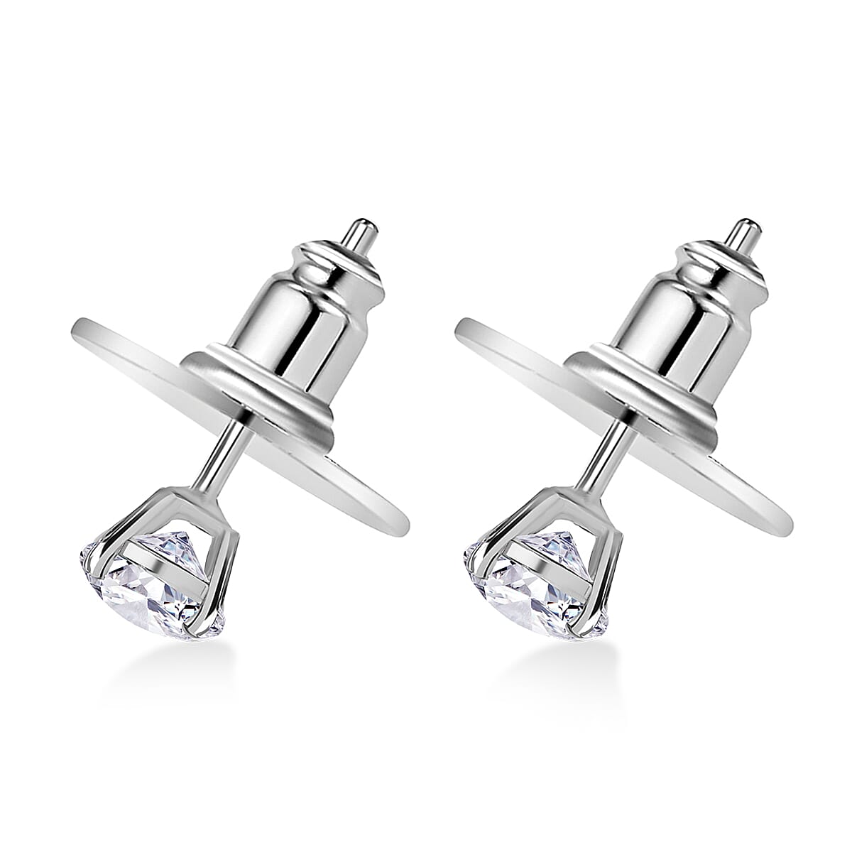 D'Joy Moissanite 1.00 ctw Stud Earrings in Platinum Over Sterling Silver image number 3