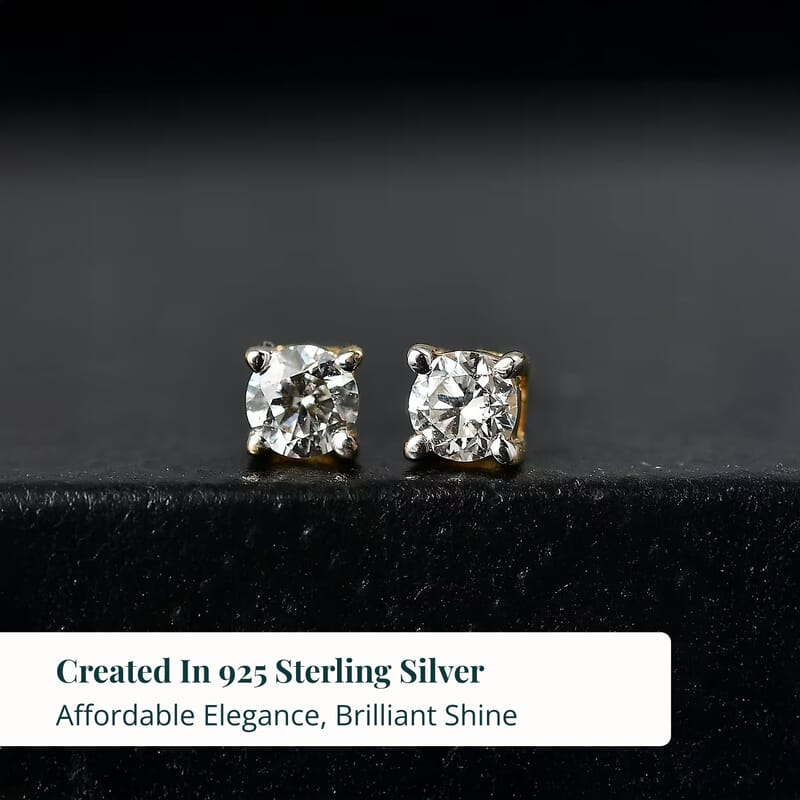 Luxuriant Lab Grown Diamond G-H SI 0.25 ctw Earrings in 18K Vermeil Yellow Gold Over Sterling Silver