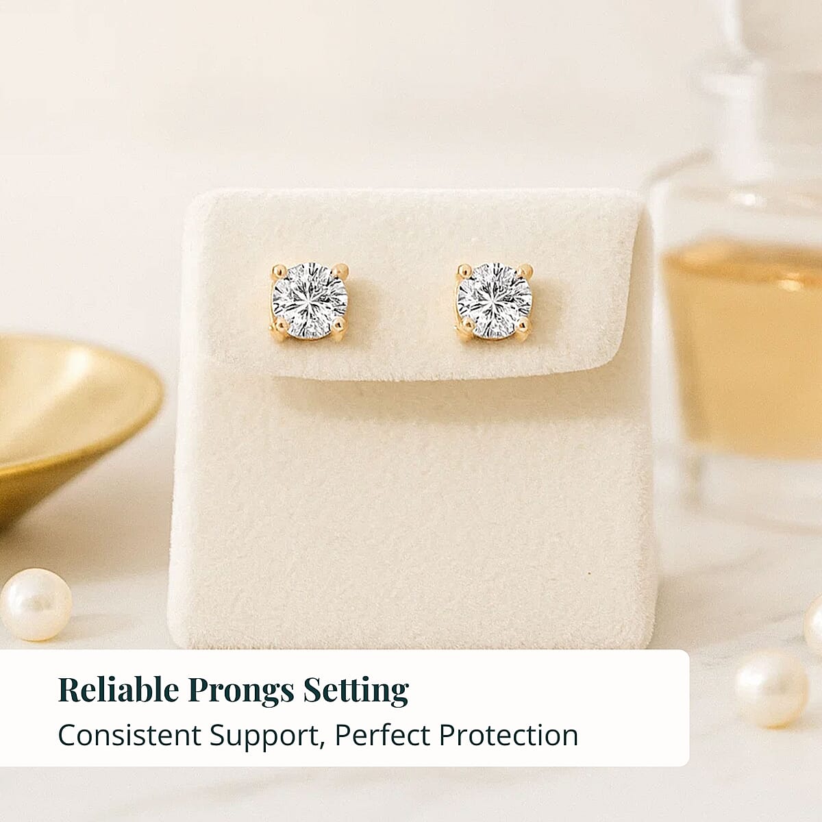 Luxuriant Lab Grown Diamond G-H SI 0.25 ctw Earrings in 18K Vermeil Yellow Gold Over Sterling Silver image number 5