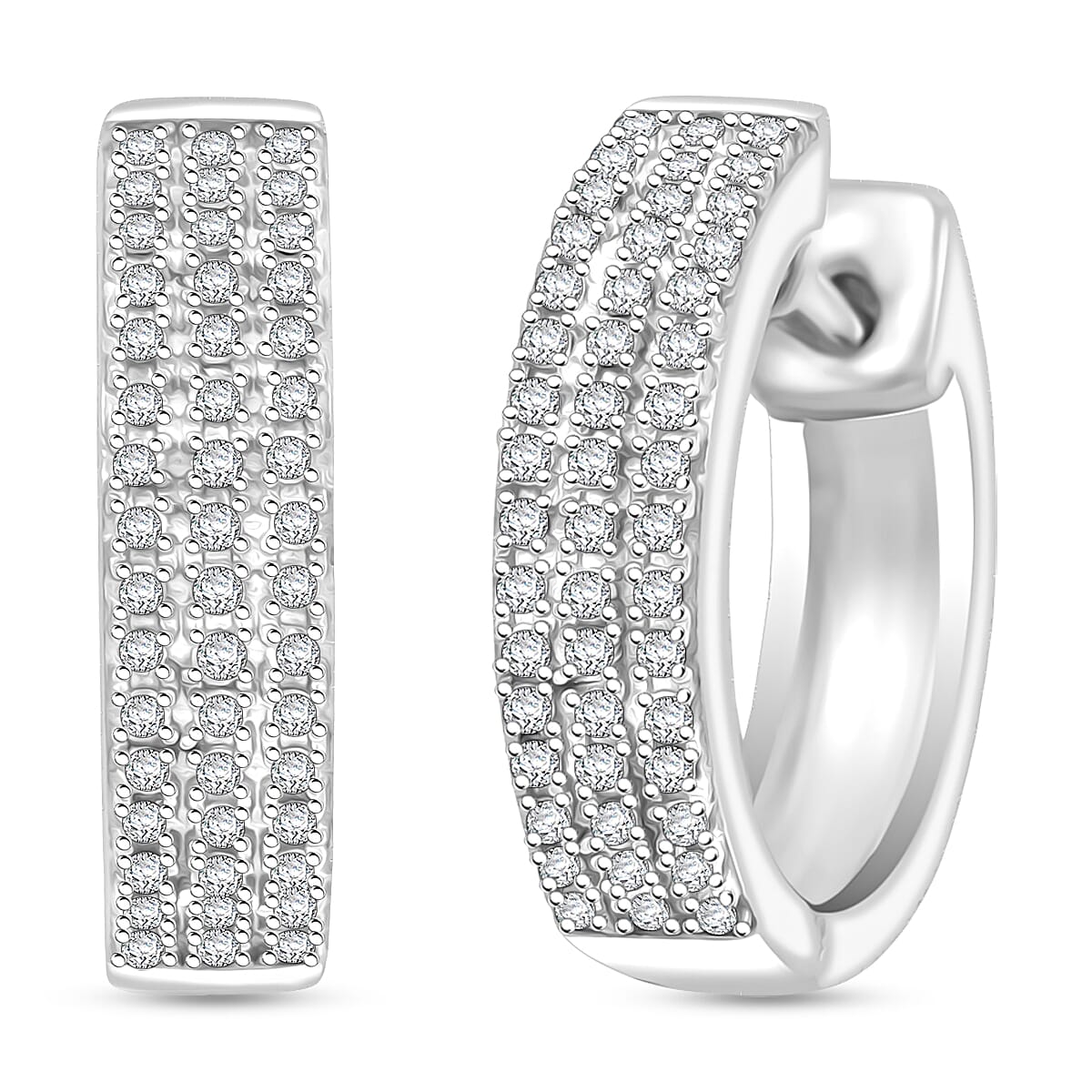  Diamond 0.25 ctw Earrings in Rhodium Over Sterling Silver  image number 0