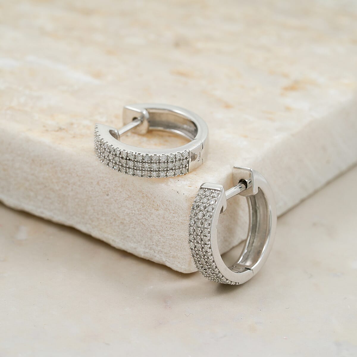  Diamond 0.25 ctw Earrings in Rhodium Over Sterling Silver  image number 1