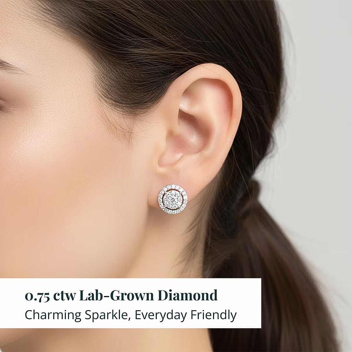 Ankur Treasure Chest Luxuriant Lab Grown Diamond 0.75 ctw Earrings in 10K White Gold image number 1