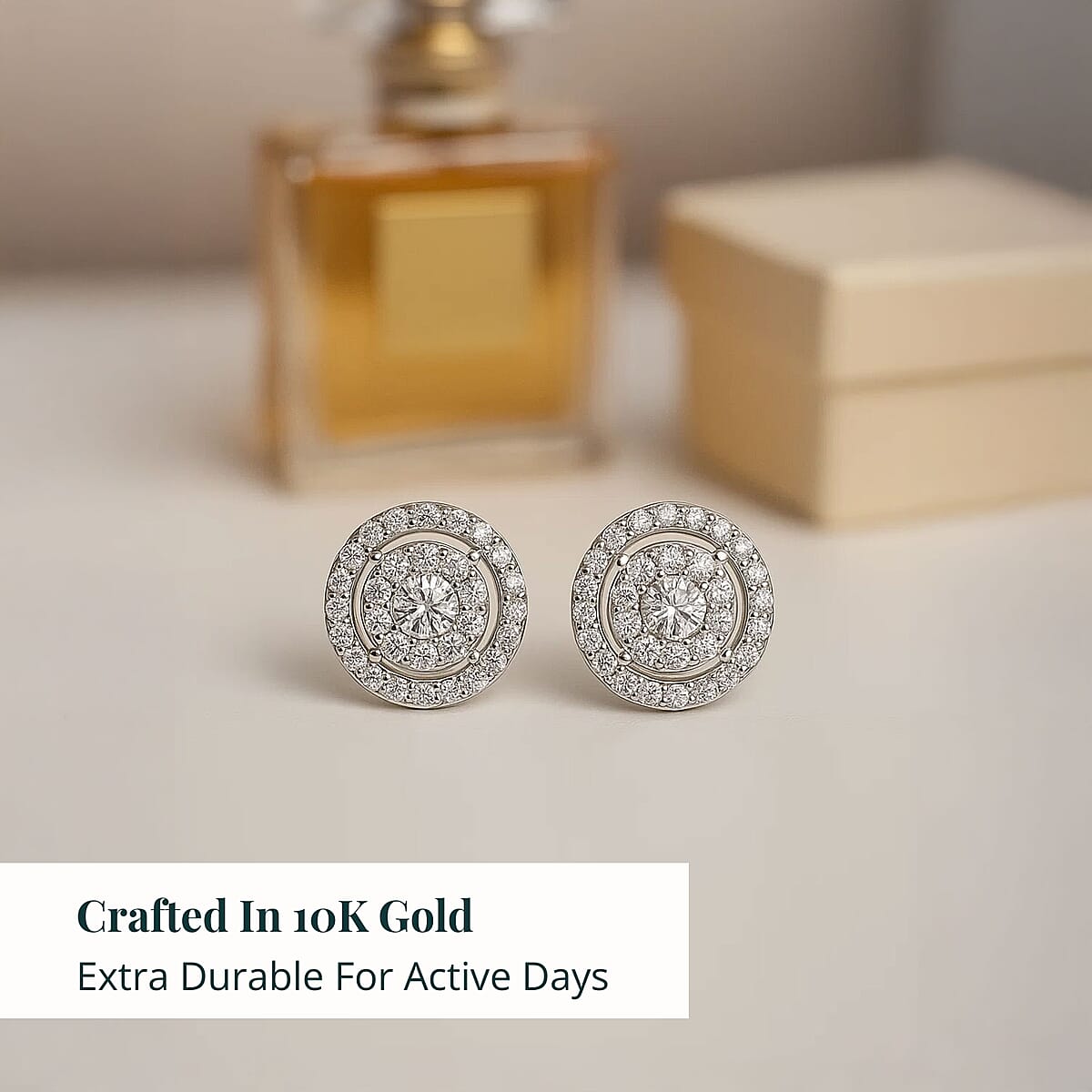 Ankur Treasure Chest Luxuriant Lab Grown Diamond 0.75 ctw Earrings in 10K White Gold image number 2