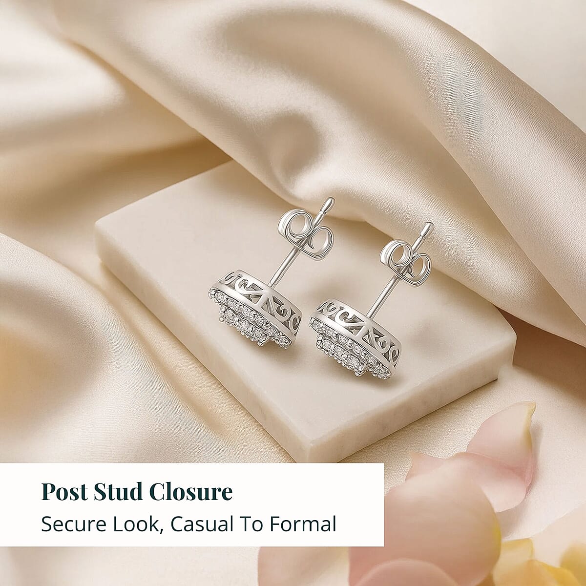 Ankur Treasure Chest Luxuriant Lab Grown Diamond 0.75 ctw Earrings in 10K White Gold image number 5