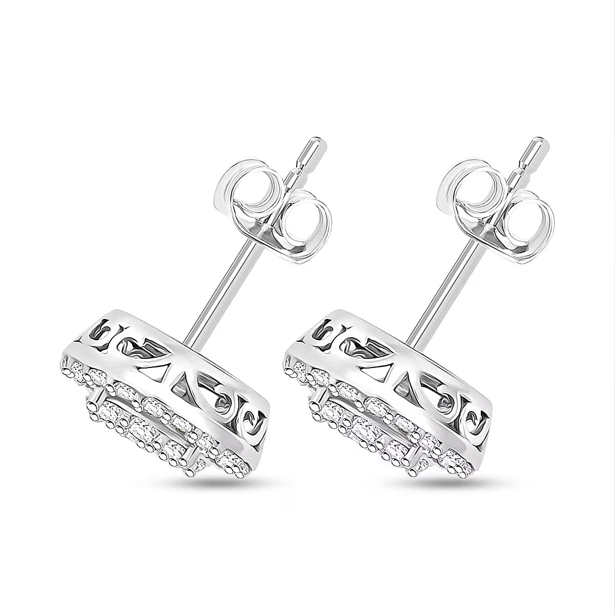 Ankur Treasure Chest Luxuriant Lab Grown Diamond 0.75 ctw Earrings in 10K White Gold image number 7