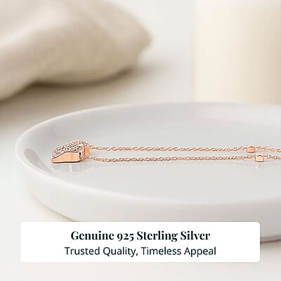Luxuriant Lab Grown Pink (IR) and White Diamond (SI) 1.00 ctw Elephant Necklace in 18K Vermeil Rose Gold Over Sterling Silver 18-20 Inches