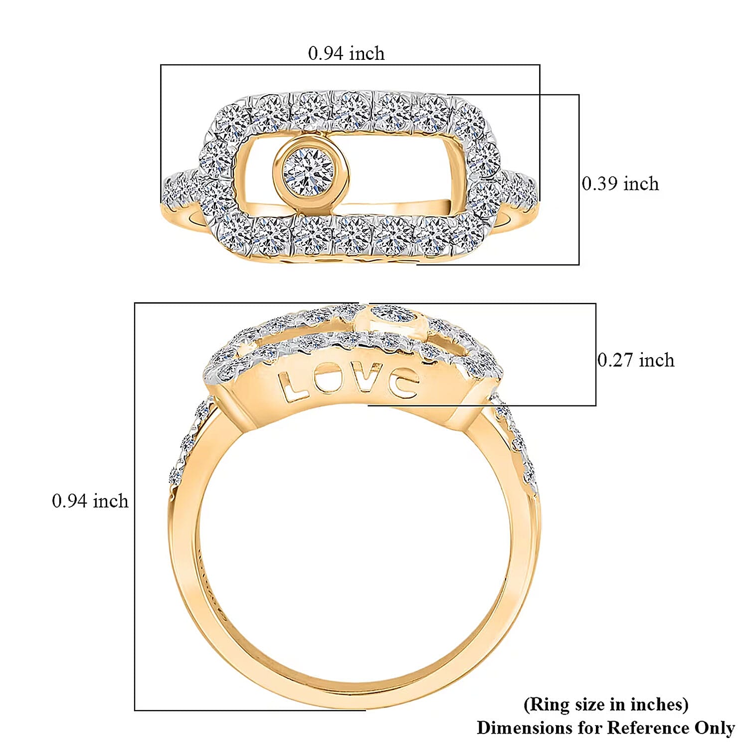 Luxuriant Lab Grown Diamond VS 1.00 ctw Ring in 18K Vermeil Yellow Gold Over Sterling Silver (Size 6.0)