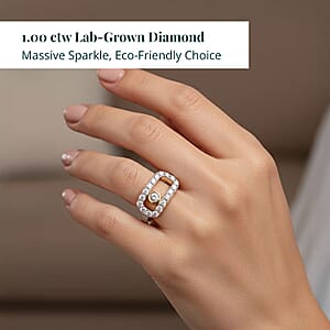 Luxuriant Lab Grown Diamond VS 1.00 ctw Ring in 18K Vermeil Yellow Gold Over Sterling Silver (Size 8.0)