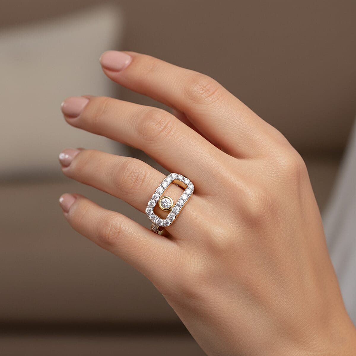 Luxuriant Lab Grown Diamond VS 1.00 ctw Ring in 18K Vermeil Yellow Gold Over Sterling Silver (Size 8.0) image number 2