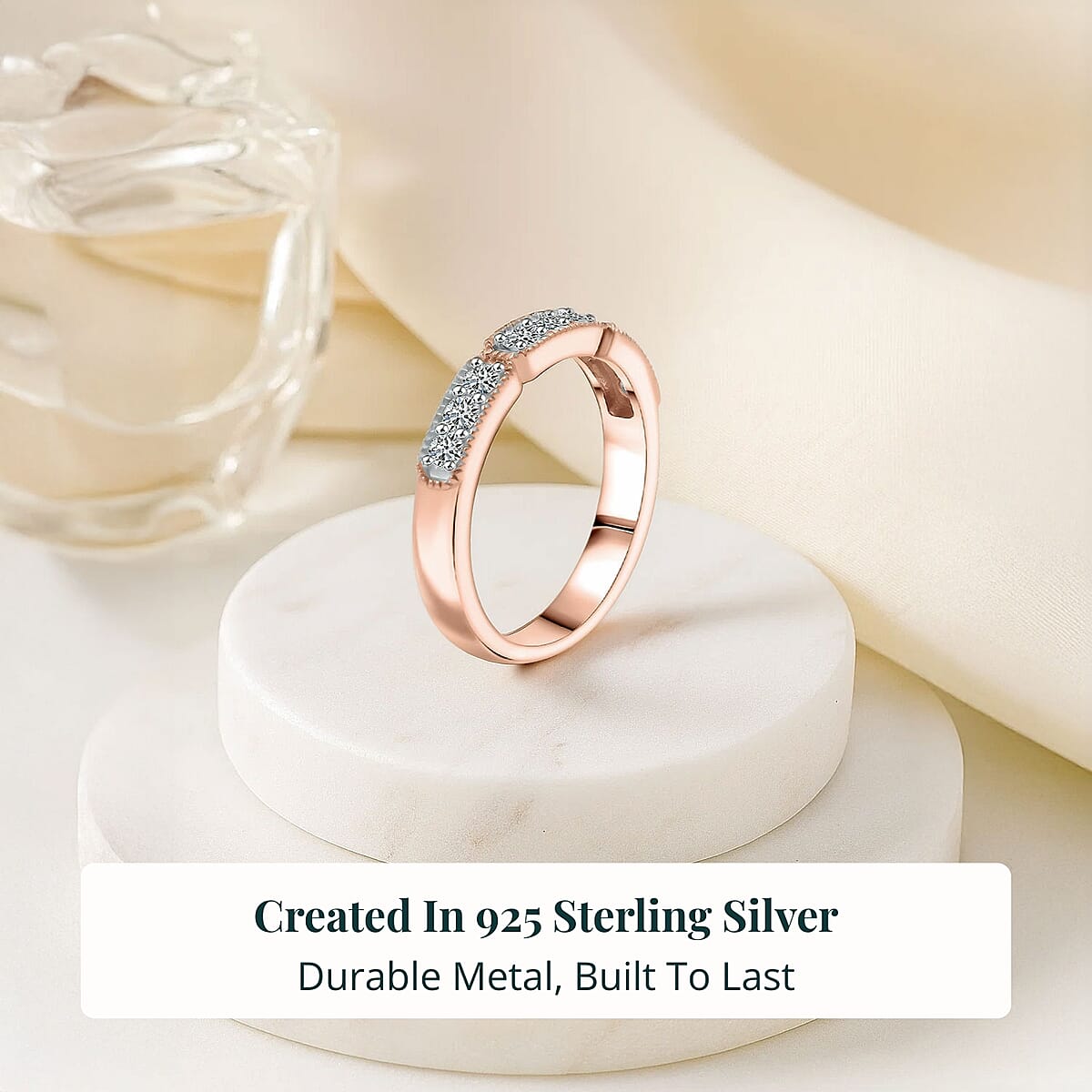 Luxuriant Lab Grown Diamond VS 0.50 ctw Ring in 18K Vermeil RG Over Sterling Silver image number 2