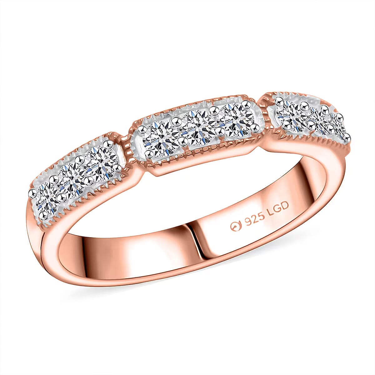 Luxuriant Lab Grown Diamond VS  0.50 ctw Ring in 18K Vermeil RG Over Sterling Silver (Size 8.0) image number 0