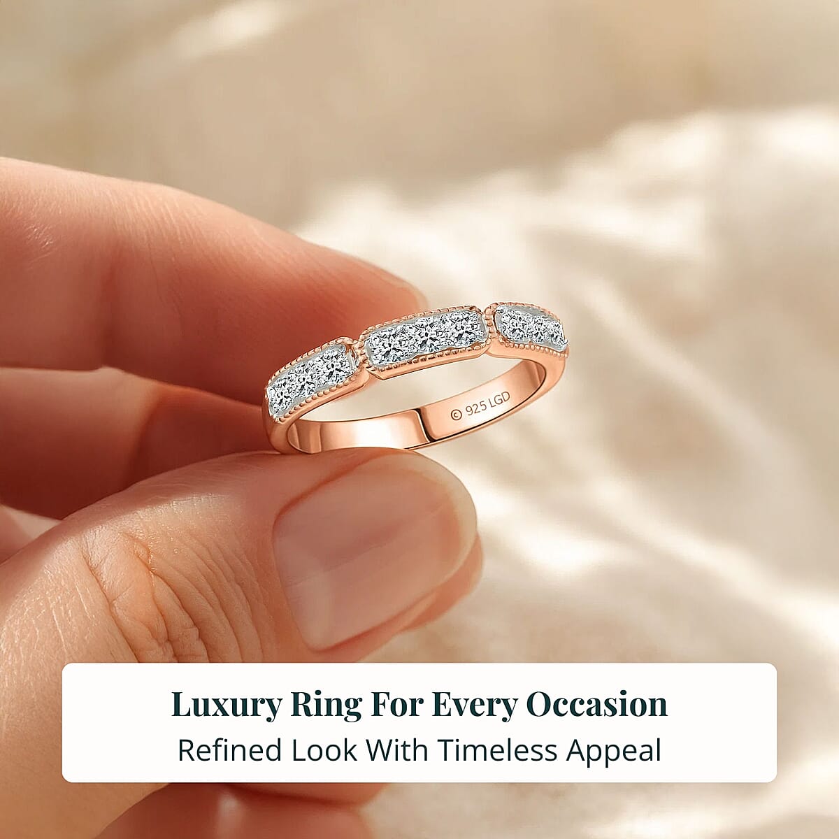 Luxuriant Lab Grown Diamond VS  0.50 ctw Ring in 18K Vermeil RG Over Sterling Silver (Size 8.0) image number 5