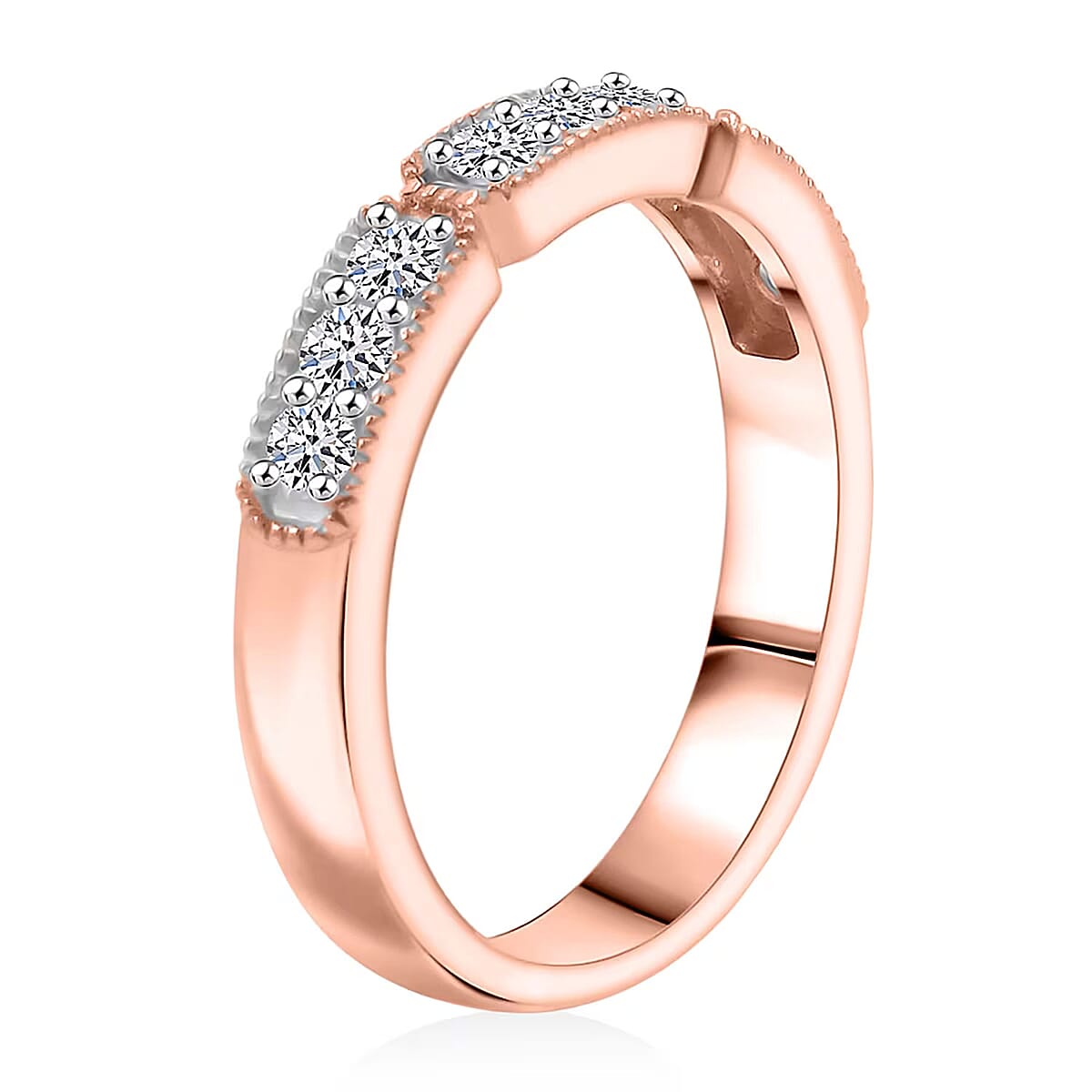 Luxuriant Lab Grown Diamond VS  0.50 ctw Ring in 18K Vermeil RG Over Sterling Silver (Size 8.0) image number 7