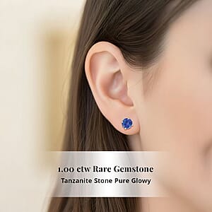 Doorbuster AAA Tanzanite 1.00 ctw Screw Post Earrings in 14K Yellow Gold 