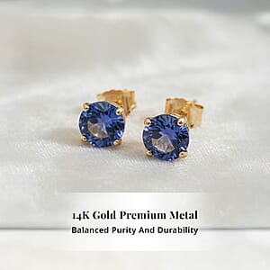 Doorbuster AAA Tanzanite 1.00 ctw Screw Post Earrings in 14K Yellow Gold 