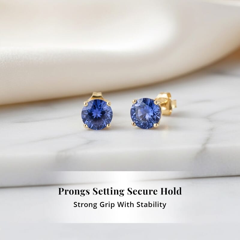 AAA Tanzanite 1.00 ctw Push Back Earrings in 14K Yellow Gold