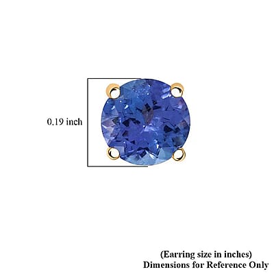 Certified & Appraised AAA Tanzanite 1.00 ctw Push Back Earrings in 14K Yellow Gold