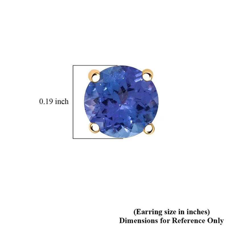 AAA Tanzanite 1.00 ctw Push Back Earrings in 14K Yellow Gold