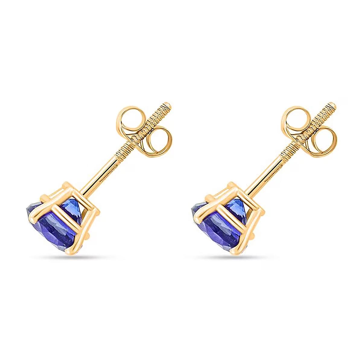 Doorbuster AAA Tanzanite 1.00 ctw Screw Post Earrings in 14K Yellow Gold  image number 6