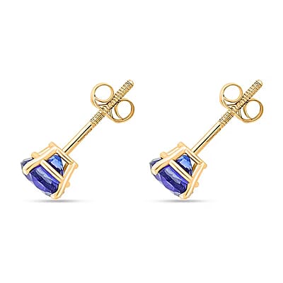 Certified & Appraised AAA Tanzanite 1.00 ctw Push Back Earrings in 14K Yellow Gold