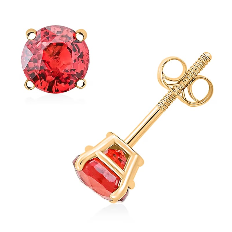 AAA Red Sapphire 1.10 ctw Screw Post Earrings in 14K Yellow Gold