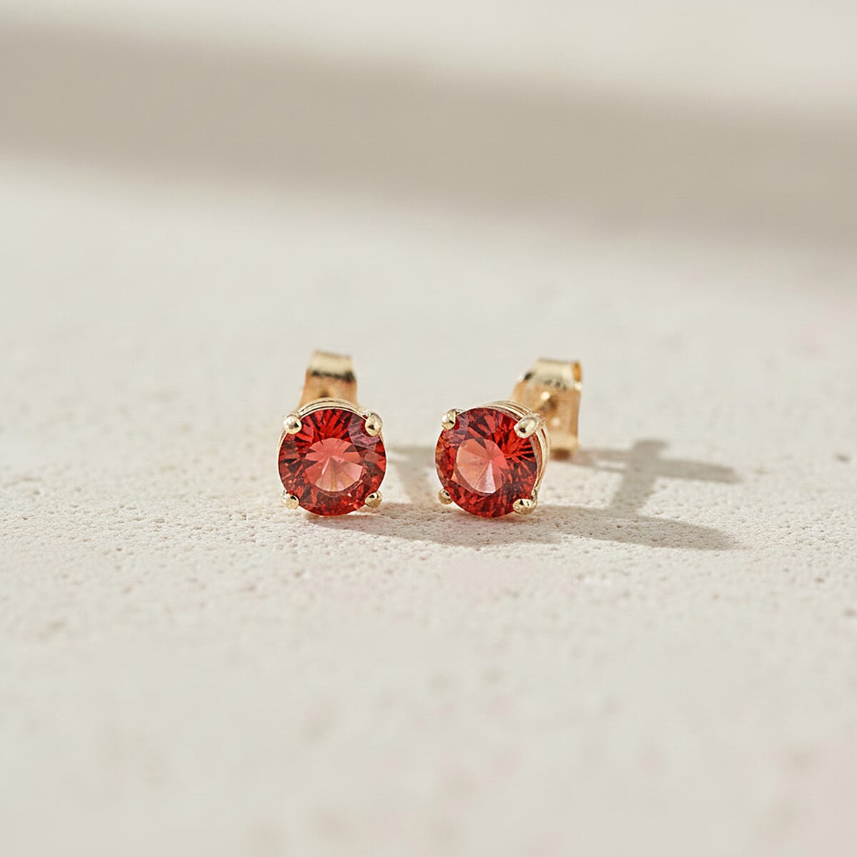 Doorbuster AAA Red Sapphire 1.10 ctw Screw Post Earrings in 14K Yellow Gold image number 1
