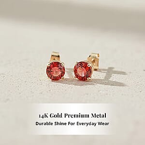 Doorbuster AAA Red Sapphire 1.10 ctw Screw Post Earrings in 14K Yellow Gold