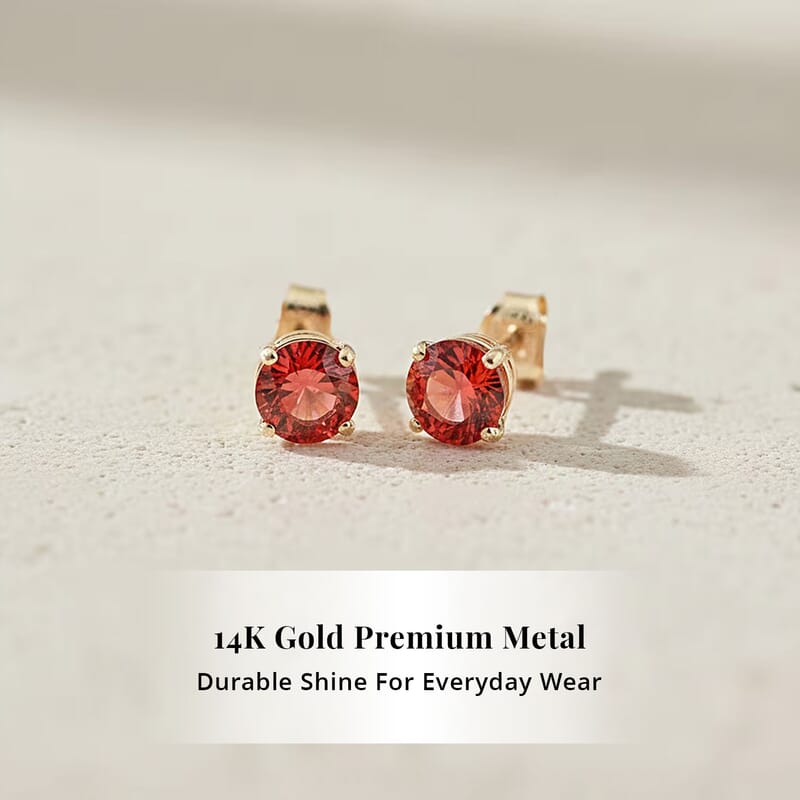 AAA Red Sapphire 1.10 ctw Screw Post Earrings in 14K Yellow Gold