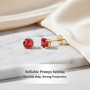 Doorbuster AAA Red Sapphire 1.10 ctw Screw Post Earrings in 14K Yellow Gold