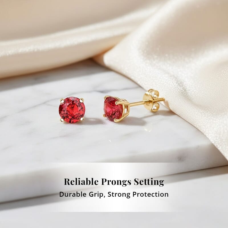 AAA Red Sapphire 1.10 ctw Screw Post Earrings in 14K Yellow Gold