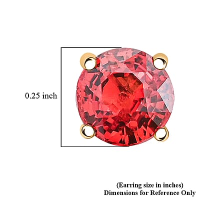  AAA Red Sapphire 1.10 ctw Screw Post Earrings in 14K Yellow Gold