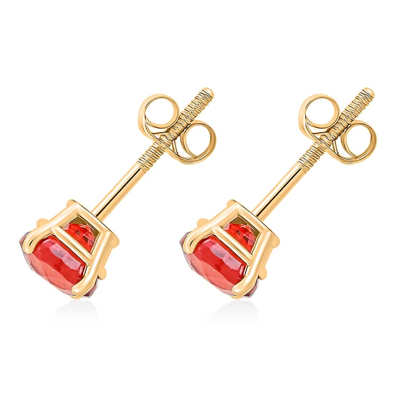 AAA Red Sapphire 1.10 ctw Screw Post Earrings in 14K Yellow Gold