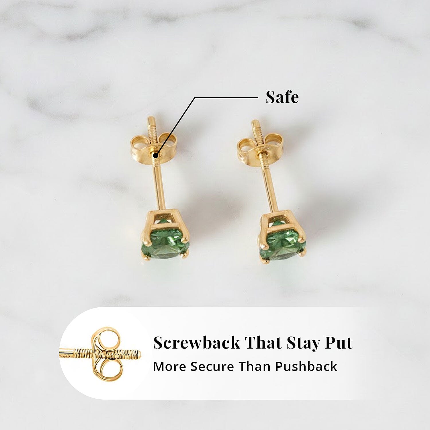 AAA Milanoa Green Sapphire 1.10 ctw Screw Post Earrings in 14K Yellow Gold