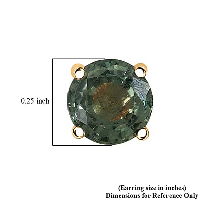 AAA Milanoa Green Sapphire 1.10 ctw Screw Post Earrings in 14K Yellow Gold