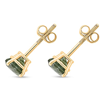AAA Milanoa Green Sapphire 1.10 ctw Screw Post Earrings in 14K Yellow Gold